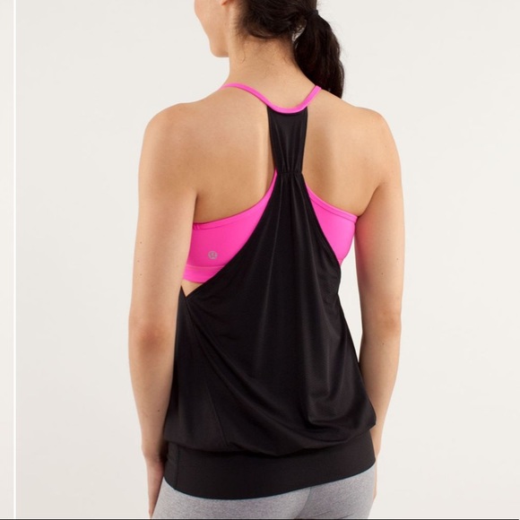 Lululemon No Limits Tank Black Raspberry Glo Light Hot Pink No Limit Bra Top - Picture 3 of 8